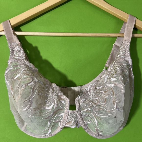 32DDD Wacoal Pink Beguiling Sheer Floral Emboidered Lace Women's UW Bra #85579 - Picture 1 of 4